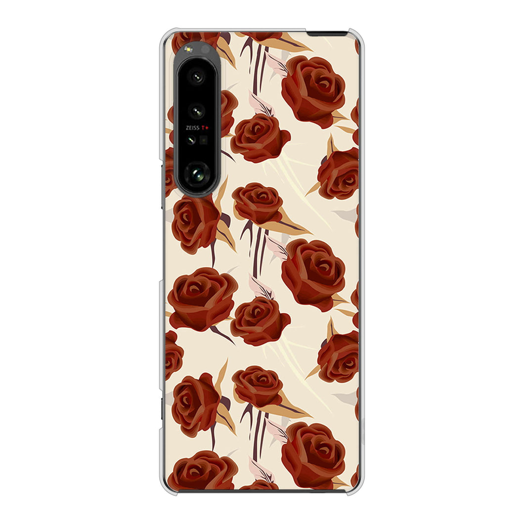 Xperia 1 V SO-51D docomo 高画質仕上げ 背面印刷 ハードケース 【1157 クラシックローズ】