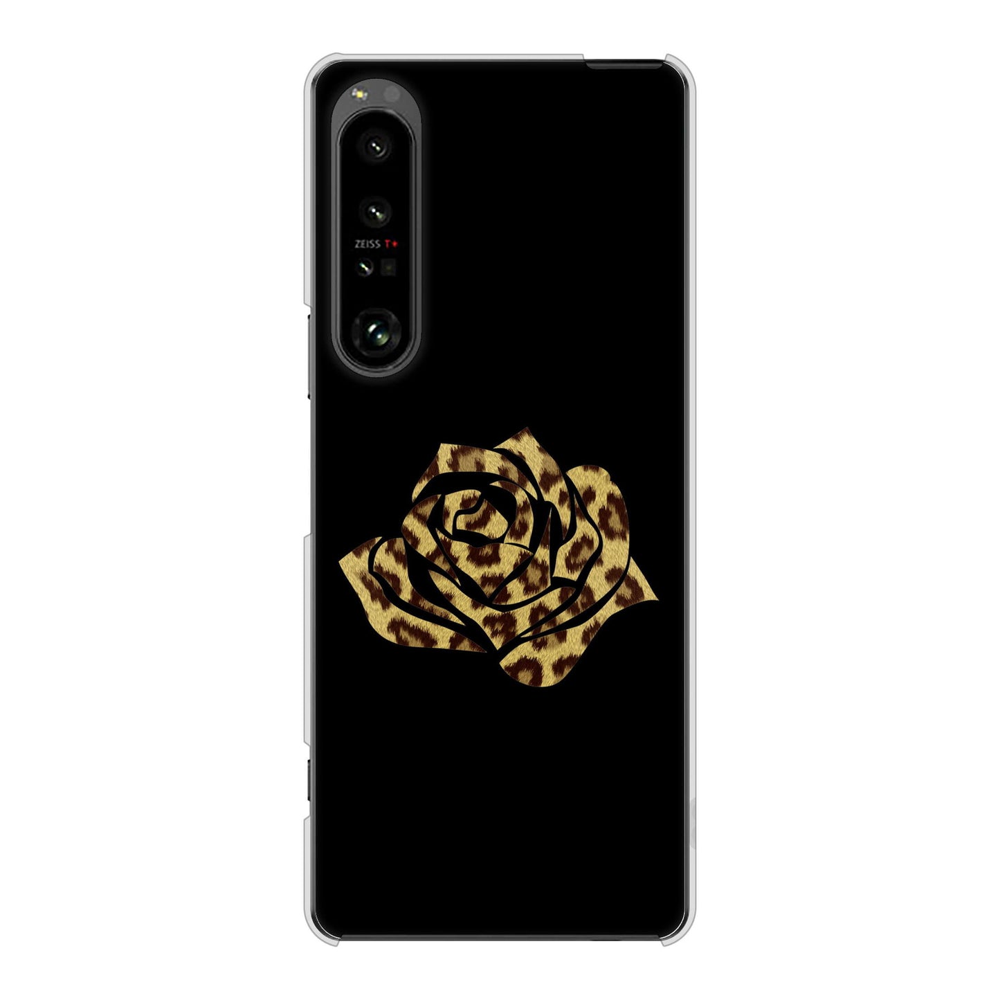 Xperia 1 V SO-51D docomo 高画質仕上げ 背面印刷 ハードケース 【1184 ヒョウのバラ(茶)】
