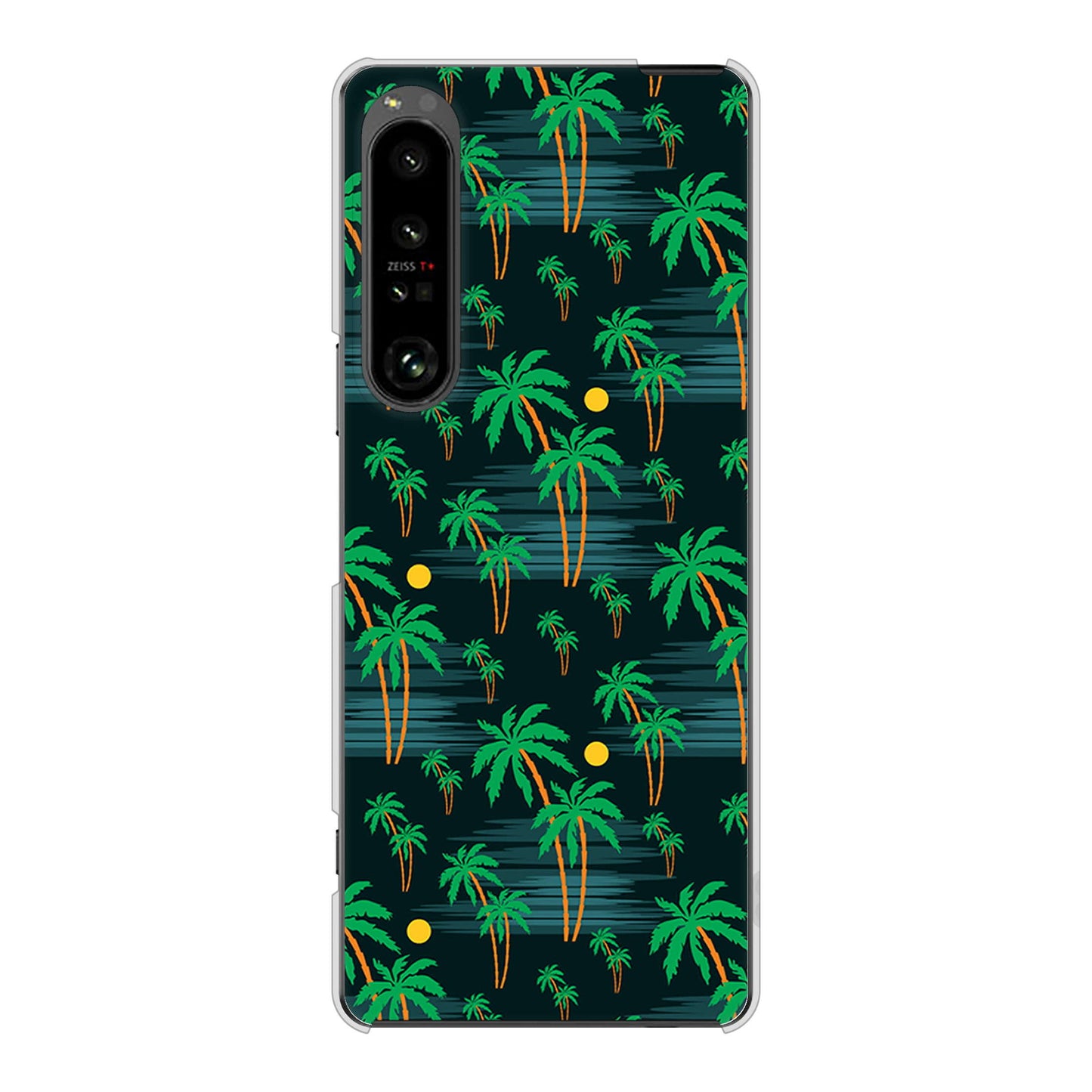 Xperia 1 V SO-51D docomo 高画質仕上げ 背面印刷 ハードケース 【1315 月夜とヤシ】