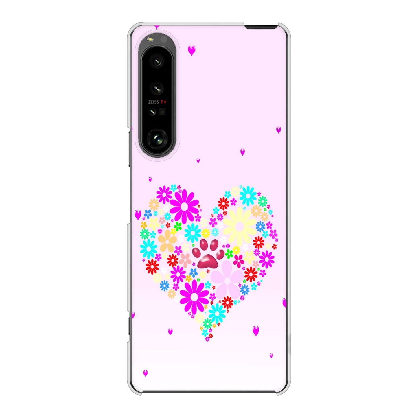 Xperia 1 V SO-51D docomo 高画質仕上げ 背面印刷 ハードケースハートと肉球