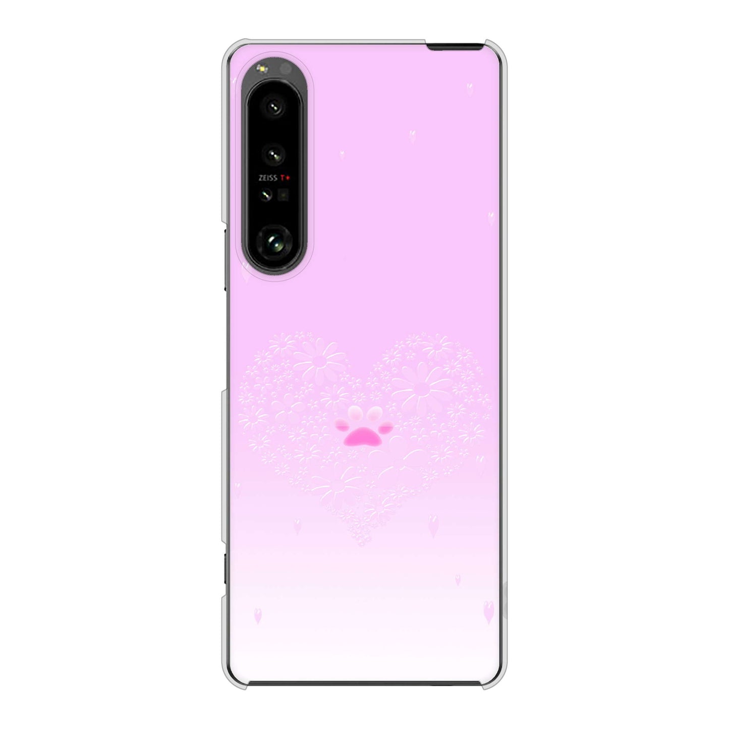 Xperia 1 V SO-51D docomo 高画質仕上げ 背面印刷 ハードケースハートと肉球