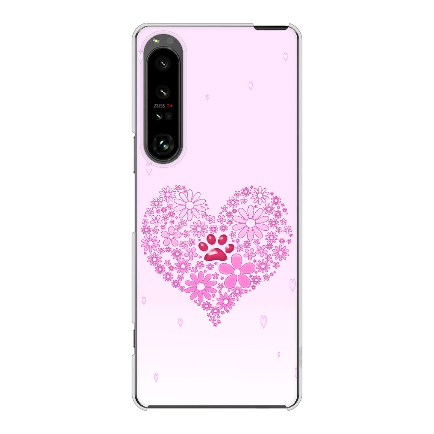 Xperia 1 V SO-51D docomo 高画質仕上げ 背面印刷 ハードケースハートと肉球