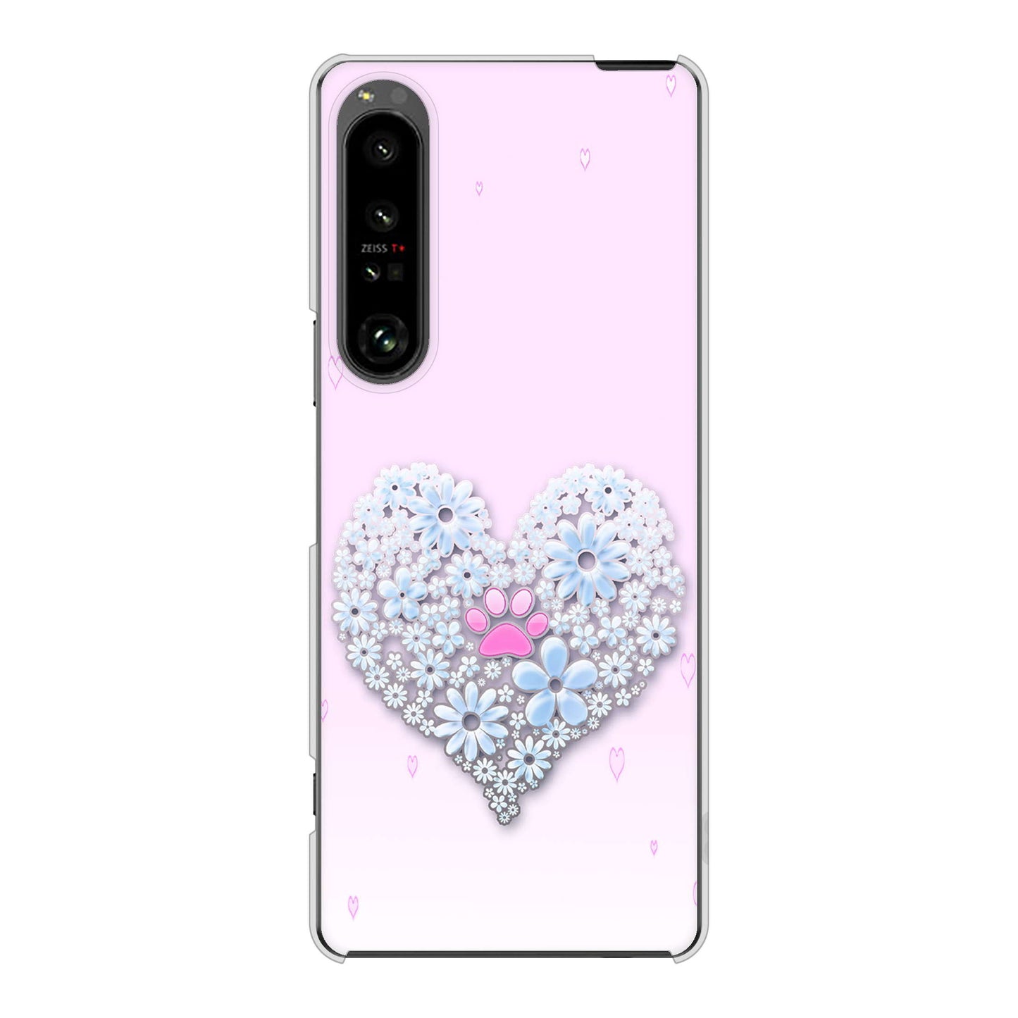 Xperia 1 V SO-51D docomo 高画質仕上げ 背面印刷 ハードケースハートと肉球