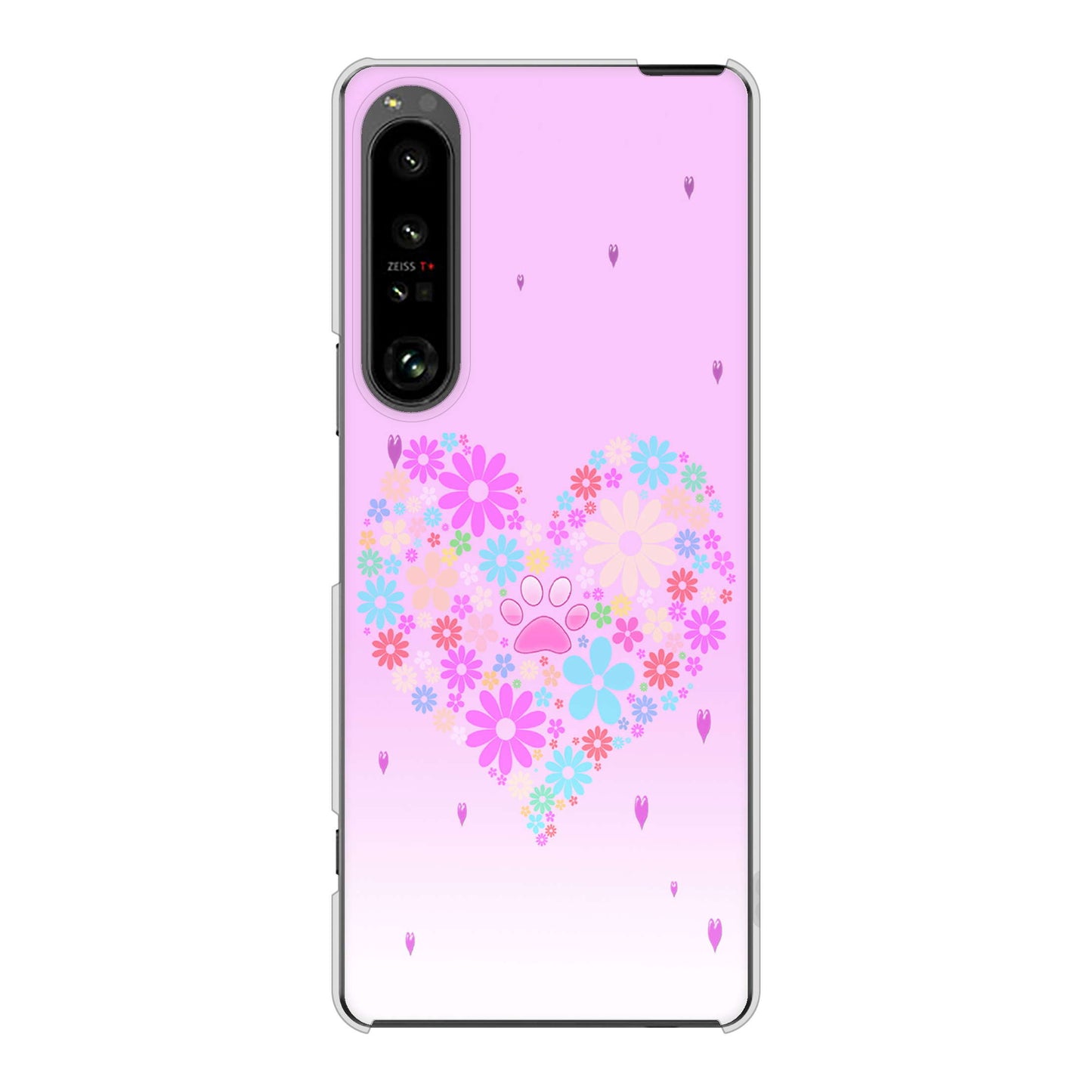 Xperia 1 V SO-51D docomo 高画質仕上げ 背面印刷 ハードケースハートと肉球