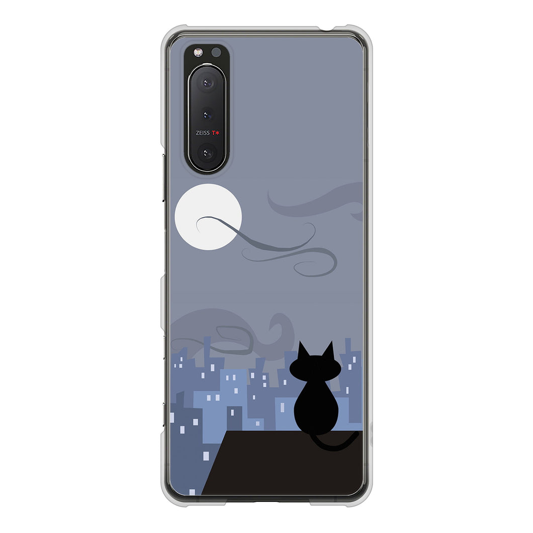 Xperia 5II SO-52A docomo 高画質仕上げ 背面印刷 ハードケース 夜とネコ