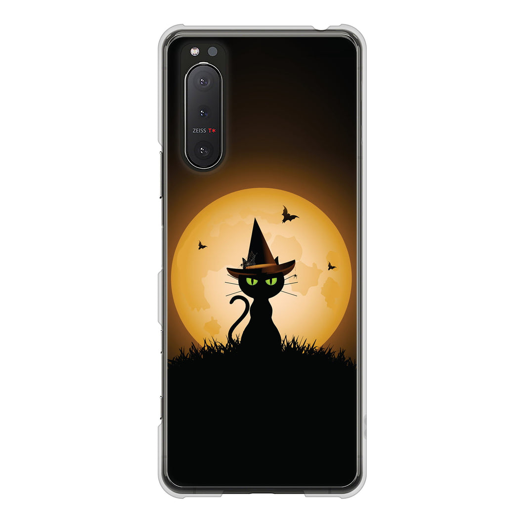 Xperia 5II SO-52A docomo 高画質仕上げ 背面印刷 ハードケース 夜とネコ