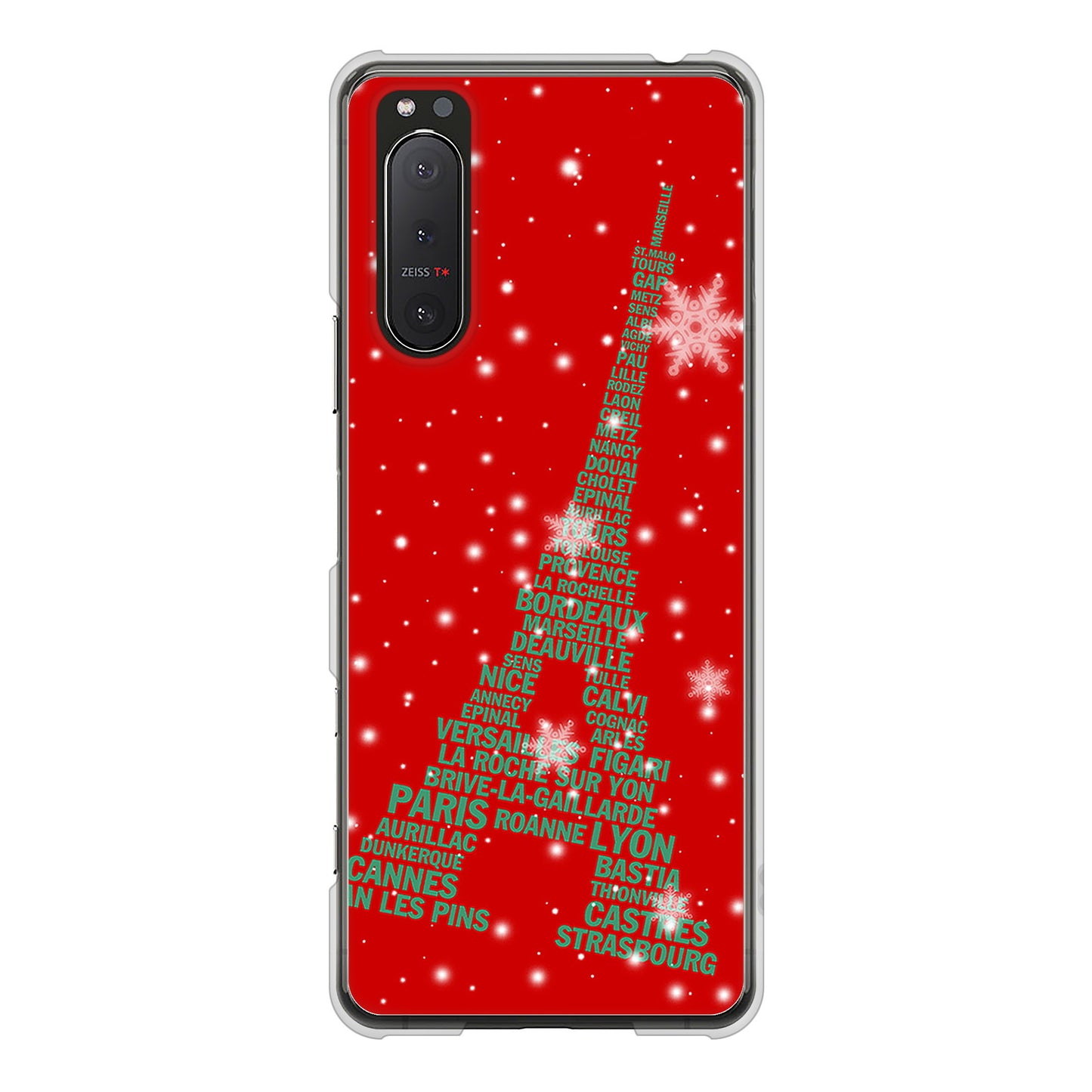 Xperia 5II SO-52A docomo 高画質仕上げ 背面印刷 ハードケース 【527 エッフェル塔red-gr】