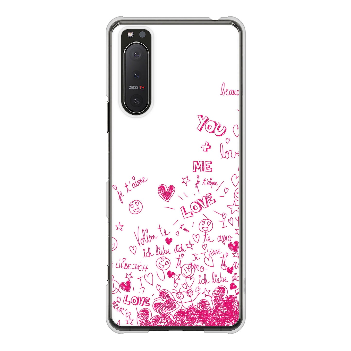 Xperia 5II SO-52A docomo 高画質仕上げ 背面印刷 ハードケース プリティハート
