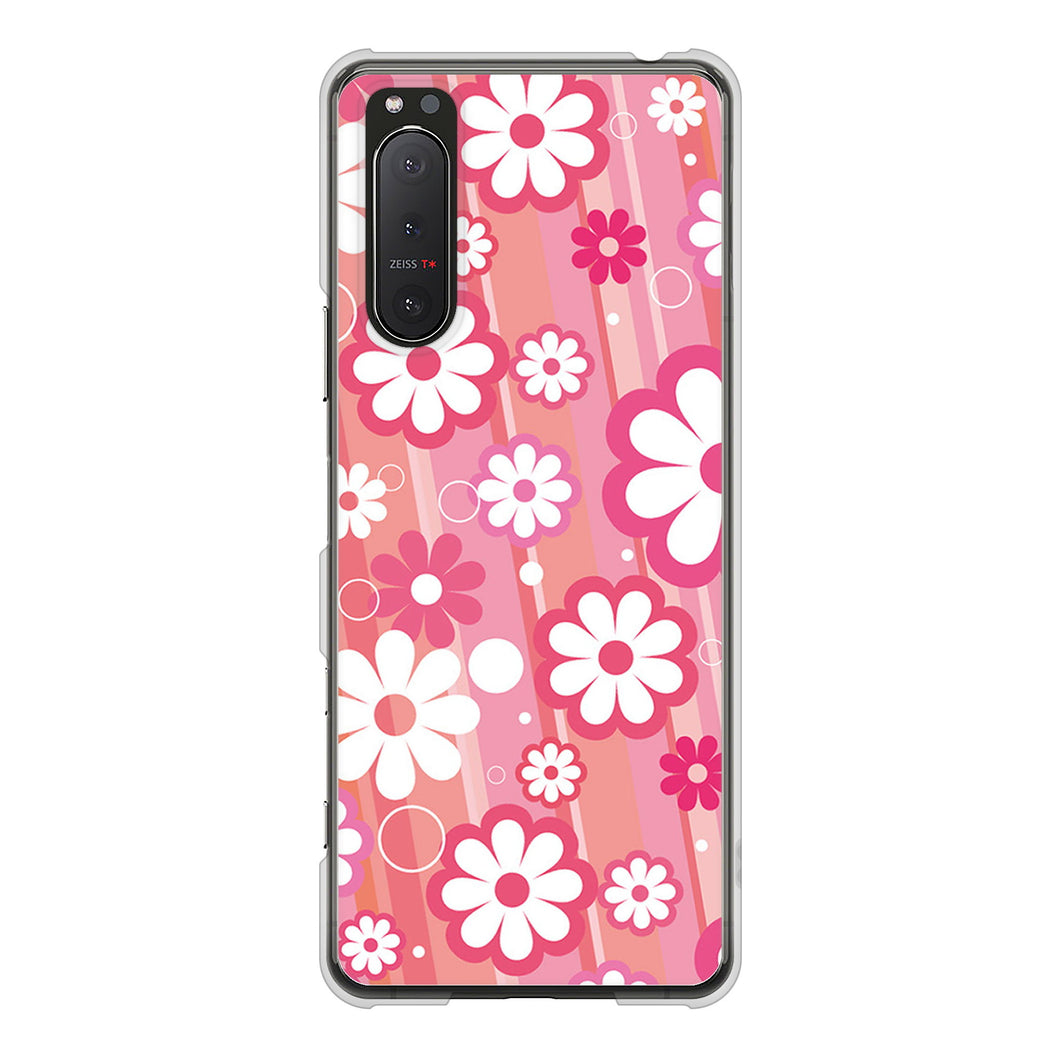 Xperia 5II SO-52A docomo 高画質仕上げ 背面印刷 ハードケース 【751 マーガレット(ピンク系)】