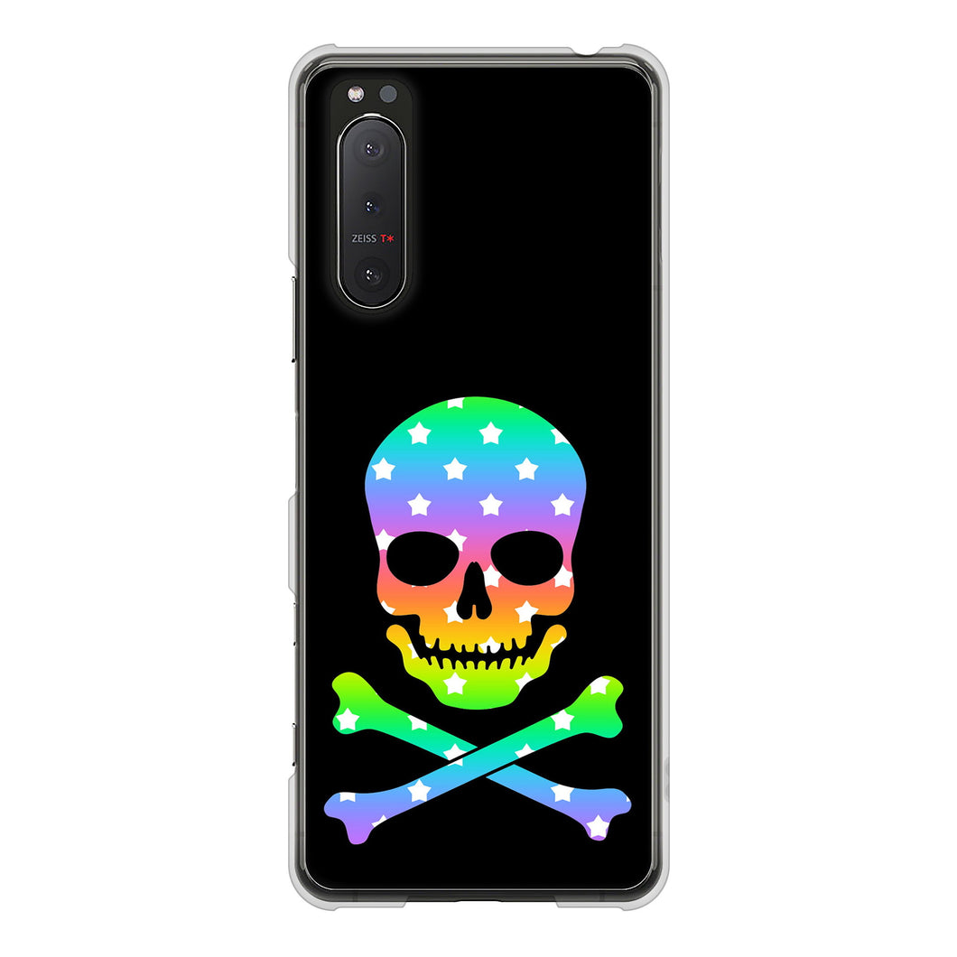 Xperia 5II SO-52A docomo 高画質仕上げ 背面印刷 ハードケース ドクロフレーム