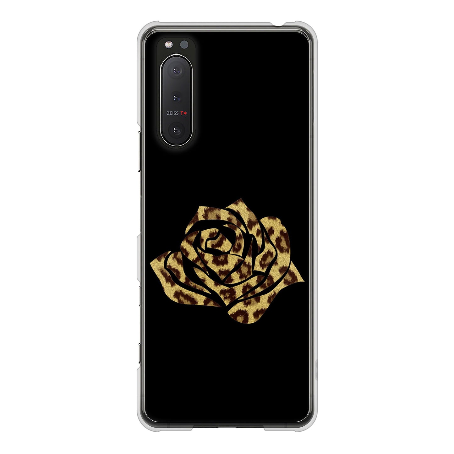 Xperia 5II SO-52A docomo 高画質仕上げ 背面印刷 ハードケース 【1184 ヒョウのバラ(茶)】