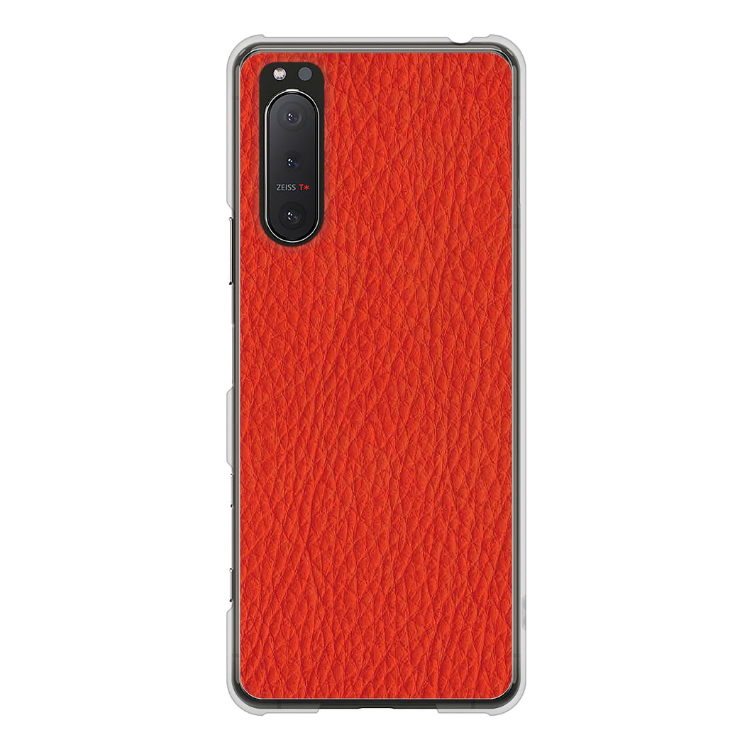 Xperia 5II SO-52A docomo 高画質仕上げ 背面印刷 ハードケース 【EK852 レザー風レッド】