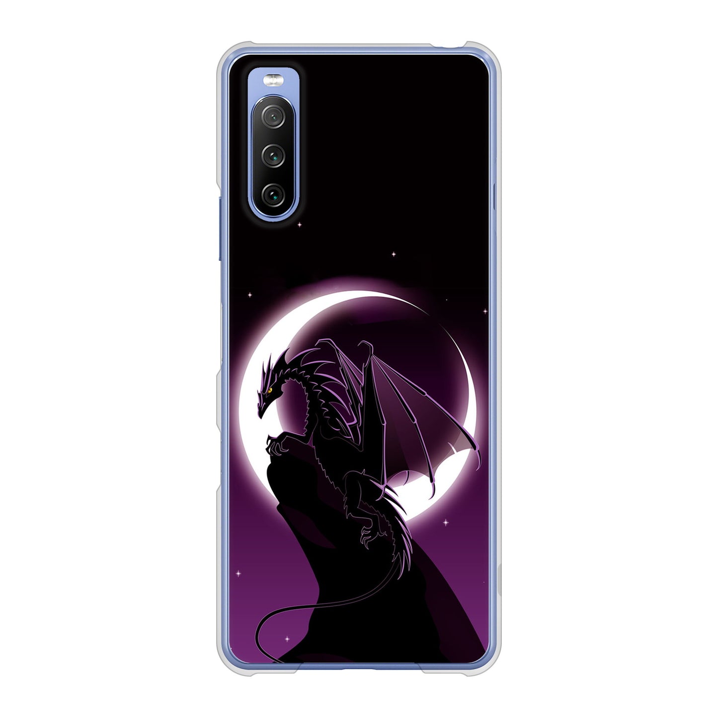 Xperia 10 III SO-52B docomo 高画質仕上げ 背面印刷 ハードケース 【037 三日月とドラゴン】