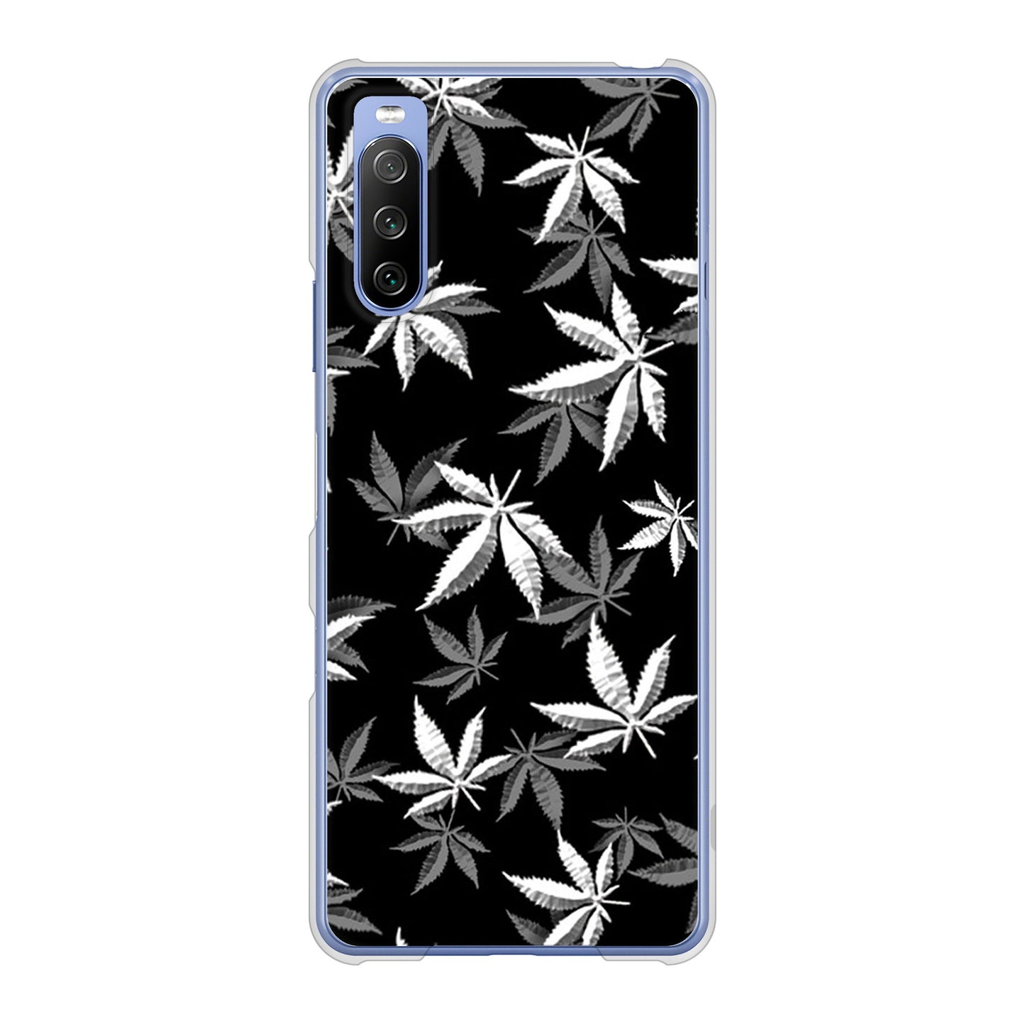 Xperia 10 III SO-52B docomo 高画質仕上げ 背面印刷 ハードケース 【064 モノトーン大麻ブラック】