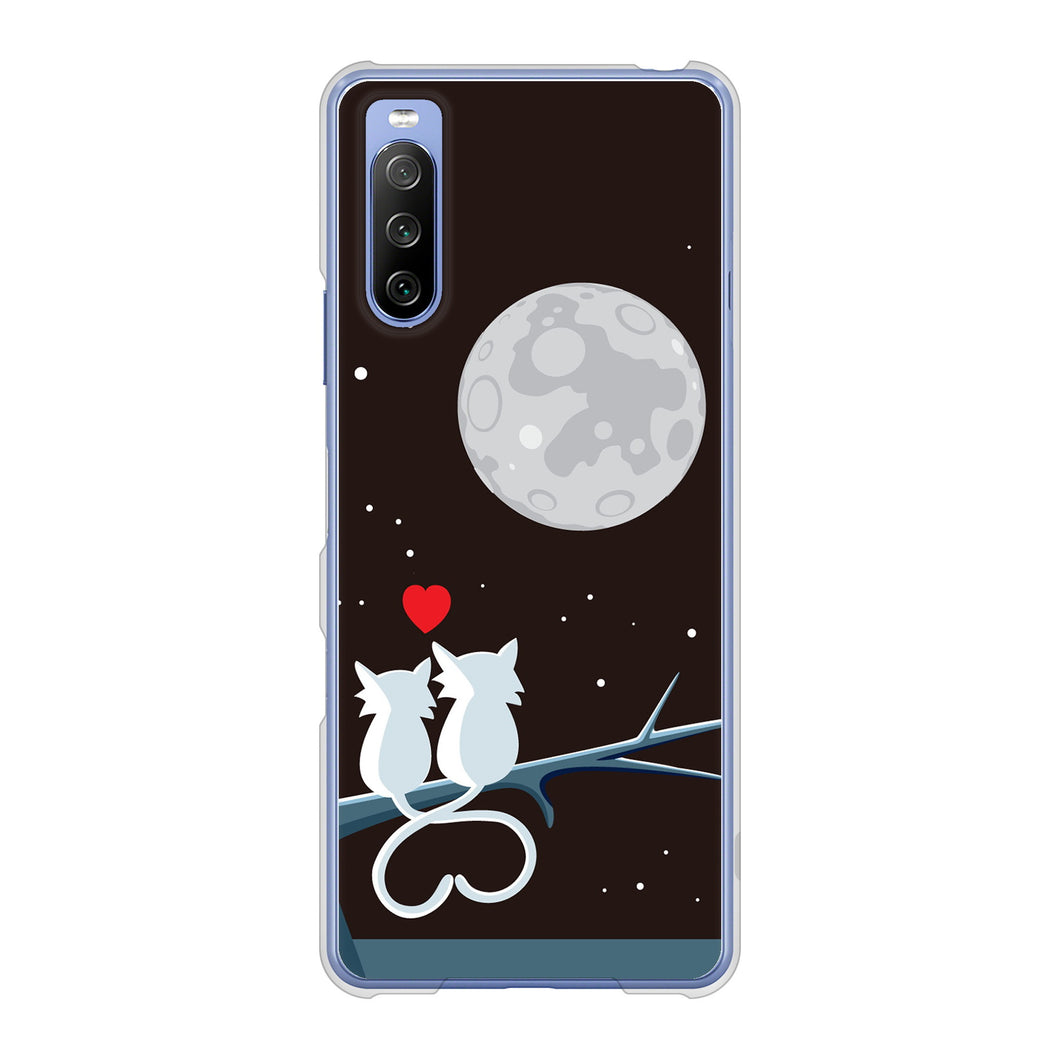 Xperia 10 III SO-52B docomo 高画質仕上げ 背面印刷 ハードケース 夜とネコ