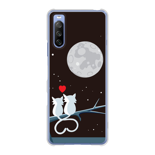 Xperia 10 III SO-52B docomo 高画質仕上げ 背面印刷 ハードケース 夜とネコ