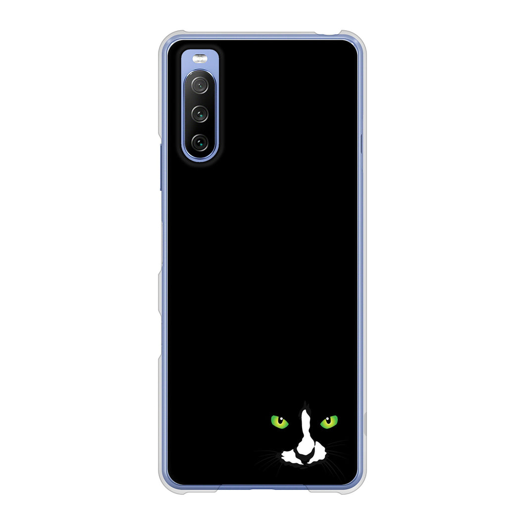 Xperia 10 III SO-52B docomo 高画質仕上げ 背面印刷 ハードケース 【398 黒ネコ】