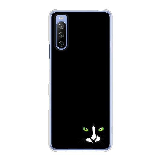 Xperia 10 III SO-52B docomo 高画質仕上げ 背面印刷 ハードケース 【398 黒ネコ】