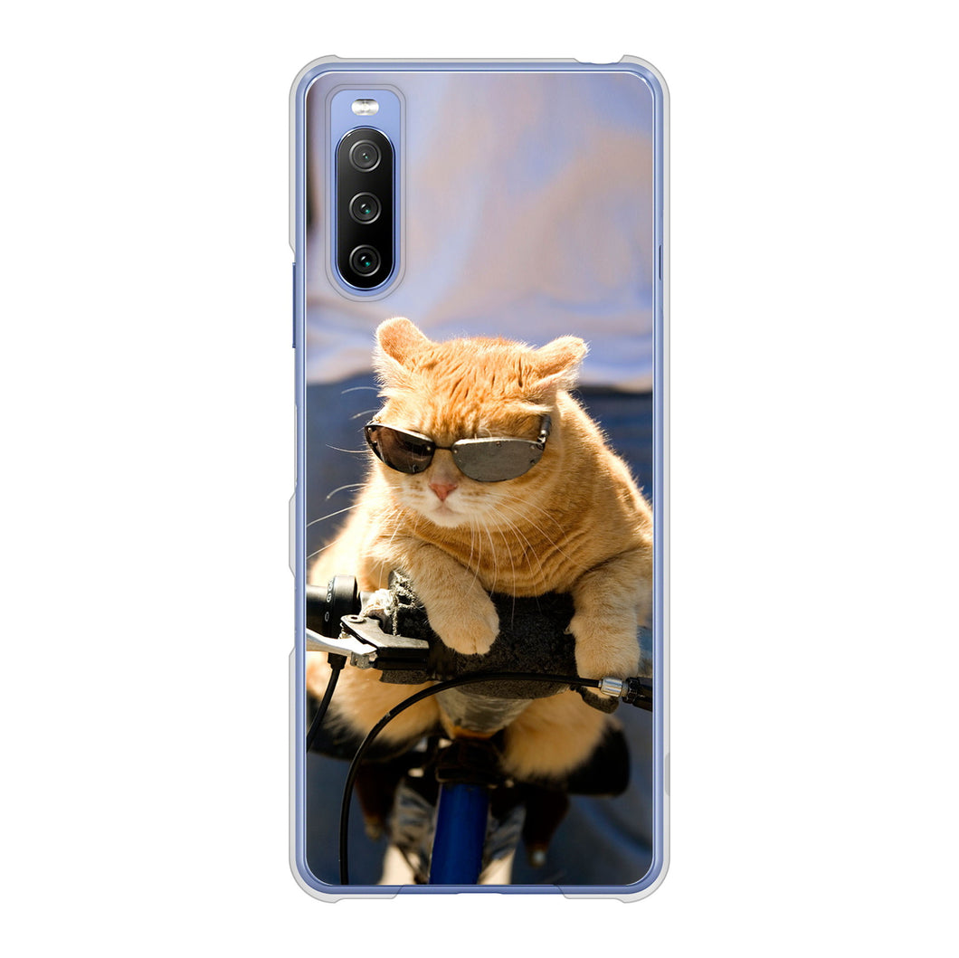 Xperia 10 III SO-52B docomo 高画質仕上げ 背面印刷 ハードケース 【595 にゃんとサイクル】