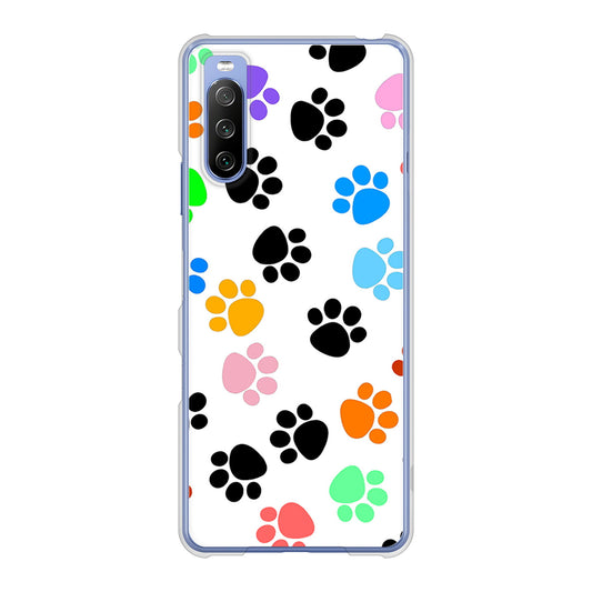 Xperia 10 III SO-52B docomo 高画質仕上げ 背面印刷 ハードケース 【1108 あしあとカラフル】