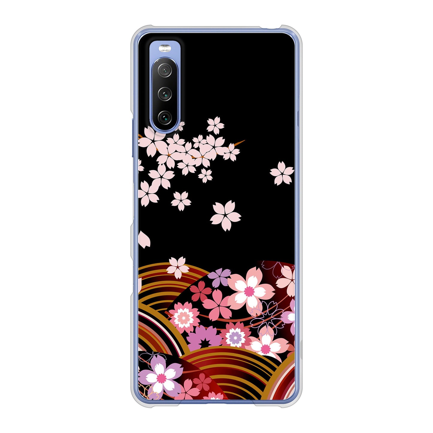 Xperia 10 III SO-52B docomo 高画質仕上げ 背面印刷 ハードケース 【1237 和柄&筆文字・夜桜の宴】