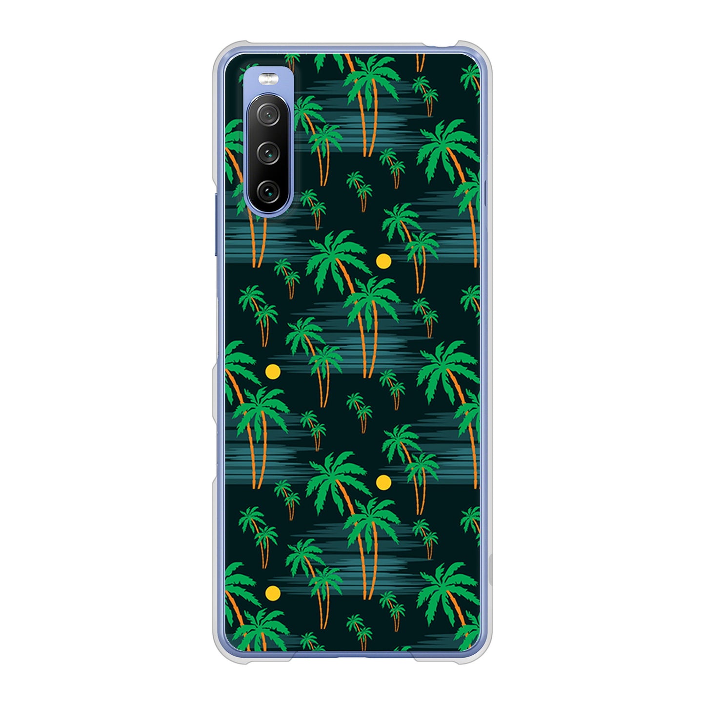 Xperia 10 III SO-52B docomo 高画質仕上げ 背面印刷 ハードケース 【1315 月夜とヤシ】