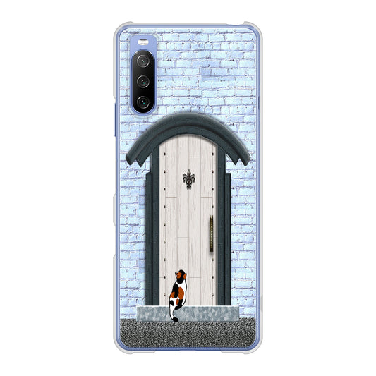 Xperia 10 III SO-52B docomo 高画質仕上げ 背面印刷 ハードケース 猫とドア