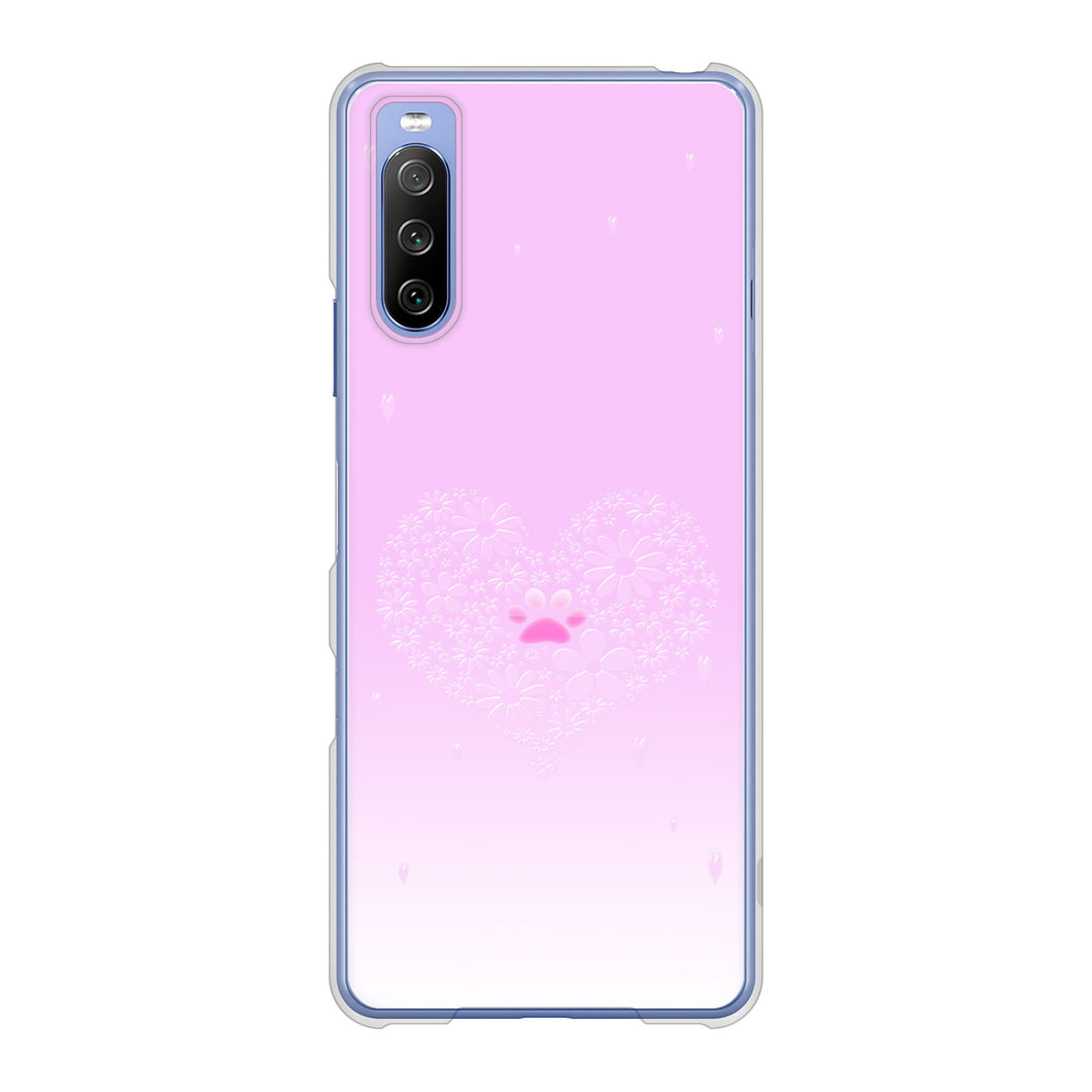 Xperia 10 III SO-52B docomo 高画質仕上げ 背面印刷 ハードケース ハートと肉球
