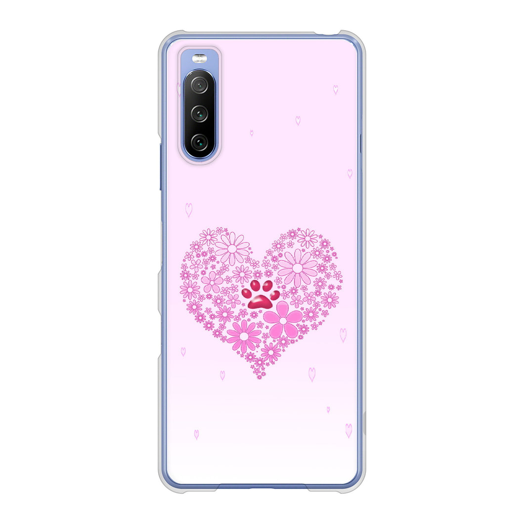 Xperia 10 III SO-52B docomo 高画質仕上げ 背面印刷 ハードケース ハートと肉球