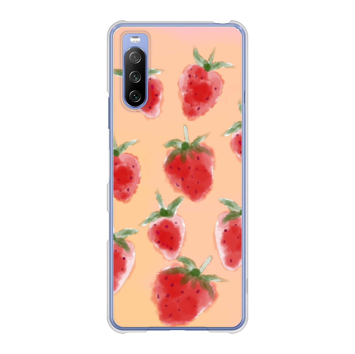 Xperia 10 III SO-52B docomo 高画質仕上げ 背面印刷 ハードケース イチゴ 水彩
