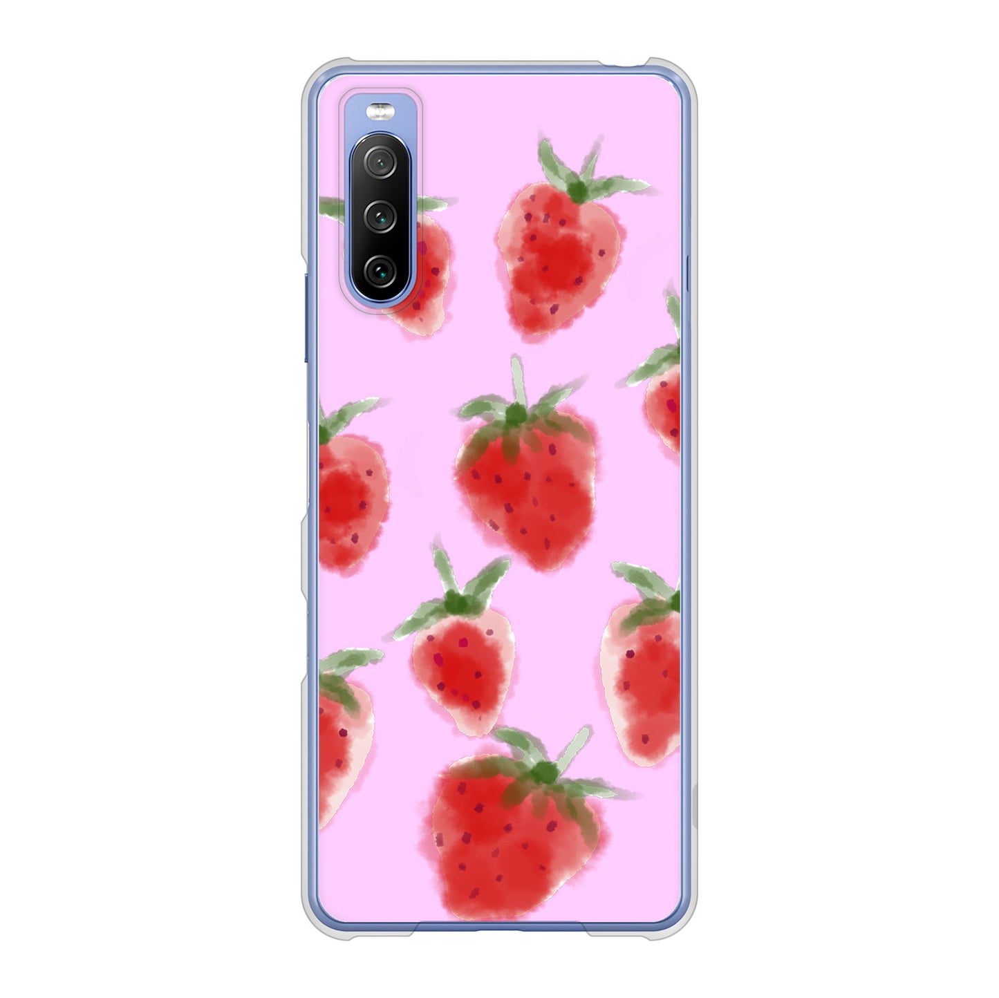 Xperia 10 III SO-52B docomo 高画質仕上げ 背面印刷 ハードケース イチゴ 水彩