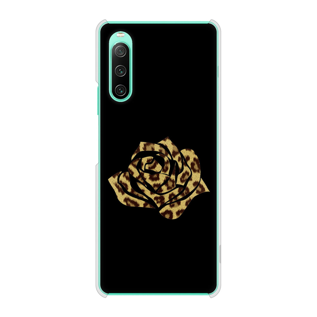Xperia 10 IV SO-52C docomo 高画質仕上げ 背面印刷 ハードケース 【1184 ヒョウのバラ(茶)】