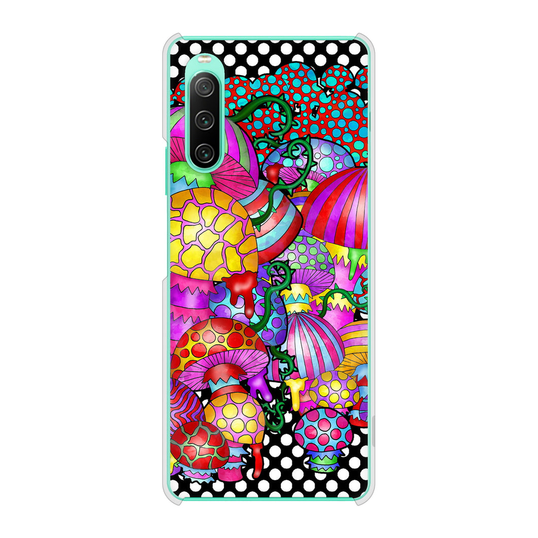 Xperia 10 IV SO-52C docomo 高画質仕上げ 背面印刷 ハードケース むかいあぐる きのこ