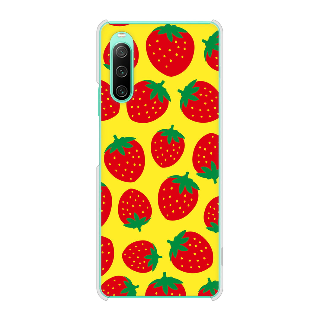 Xperia 10 IV SO-52C docomo 高画質仕上げ 背面印刷 ハードケース 小さいイチゴ模様