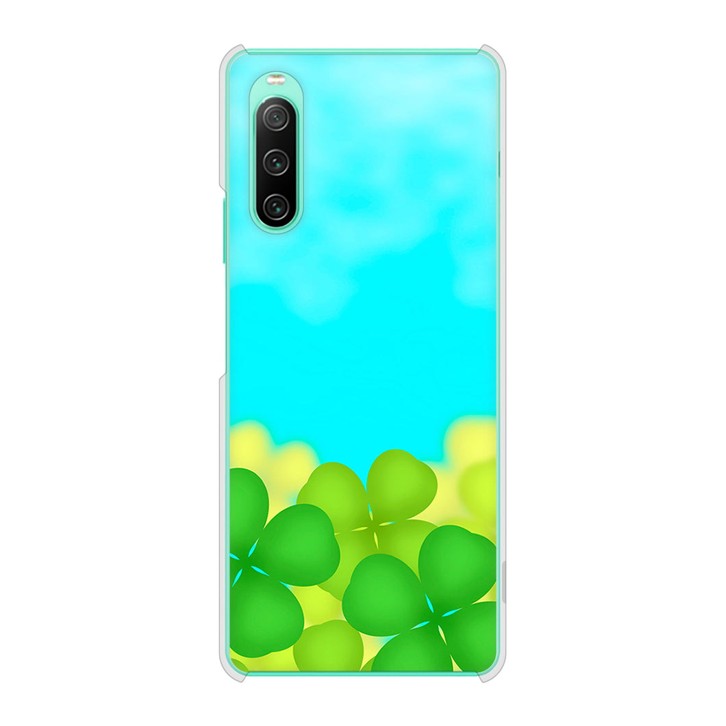 Xperia 10 IV SO-52C docomo 高画質仕上げ 背面印刷 ハードケース 【VA820 四葉のクローバー畑】