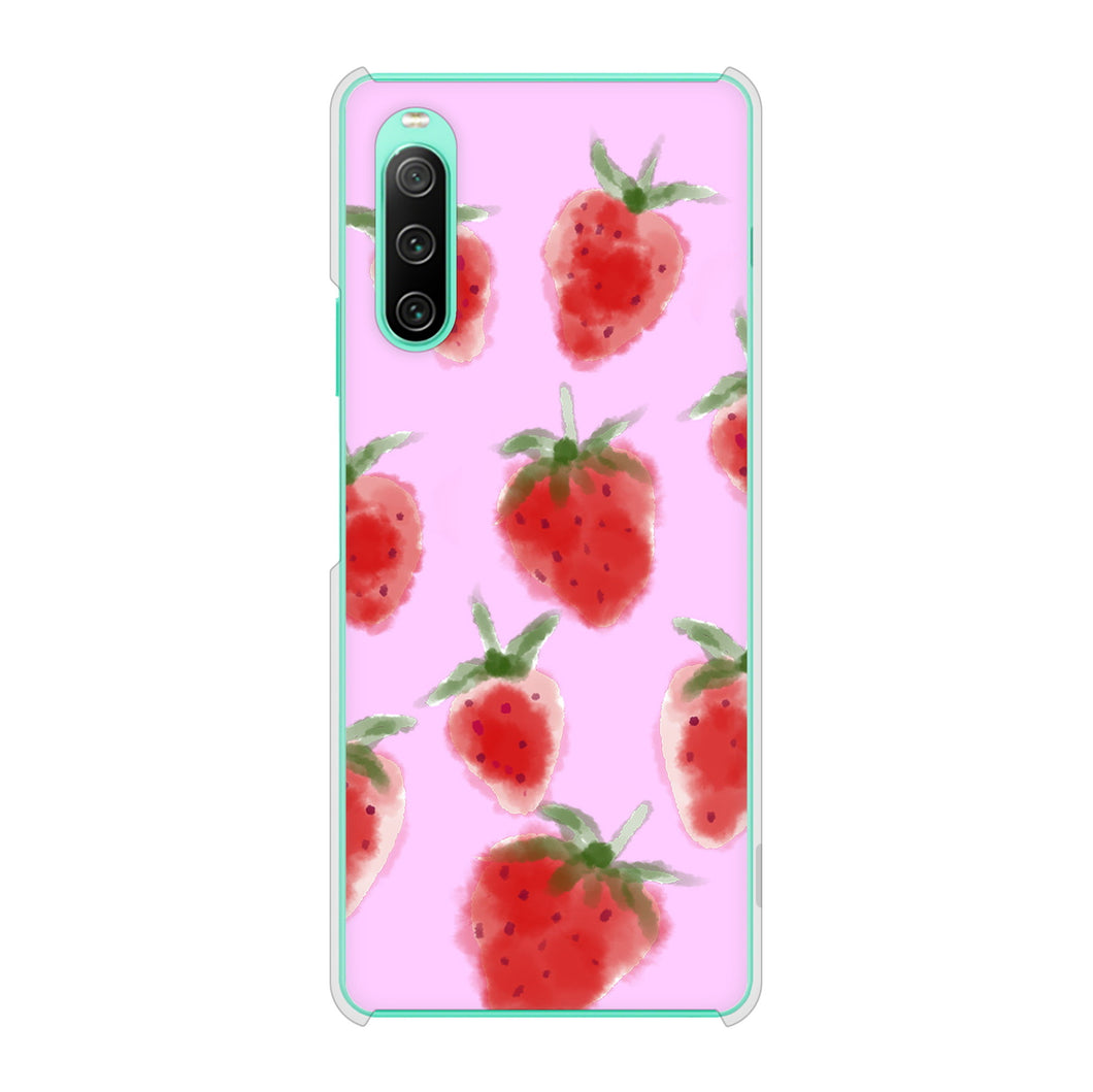 Xperia 10 IV SO-52C docomo 高画質仕上げ 背面印刷 ハードケース イチゴ 水彩