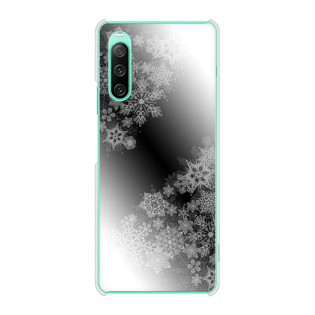 Xperia 10 IV SO-52C docomo 高画質仕上げ 背面印刷 ハードケース 【YJ340 モノトーン 雪の結晶 】