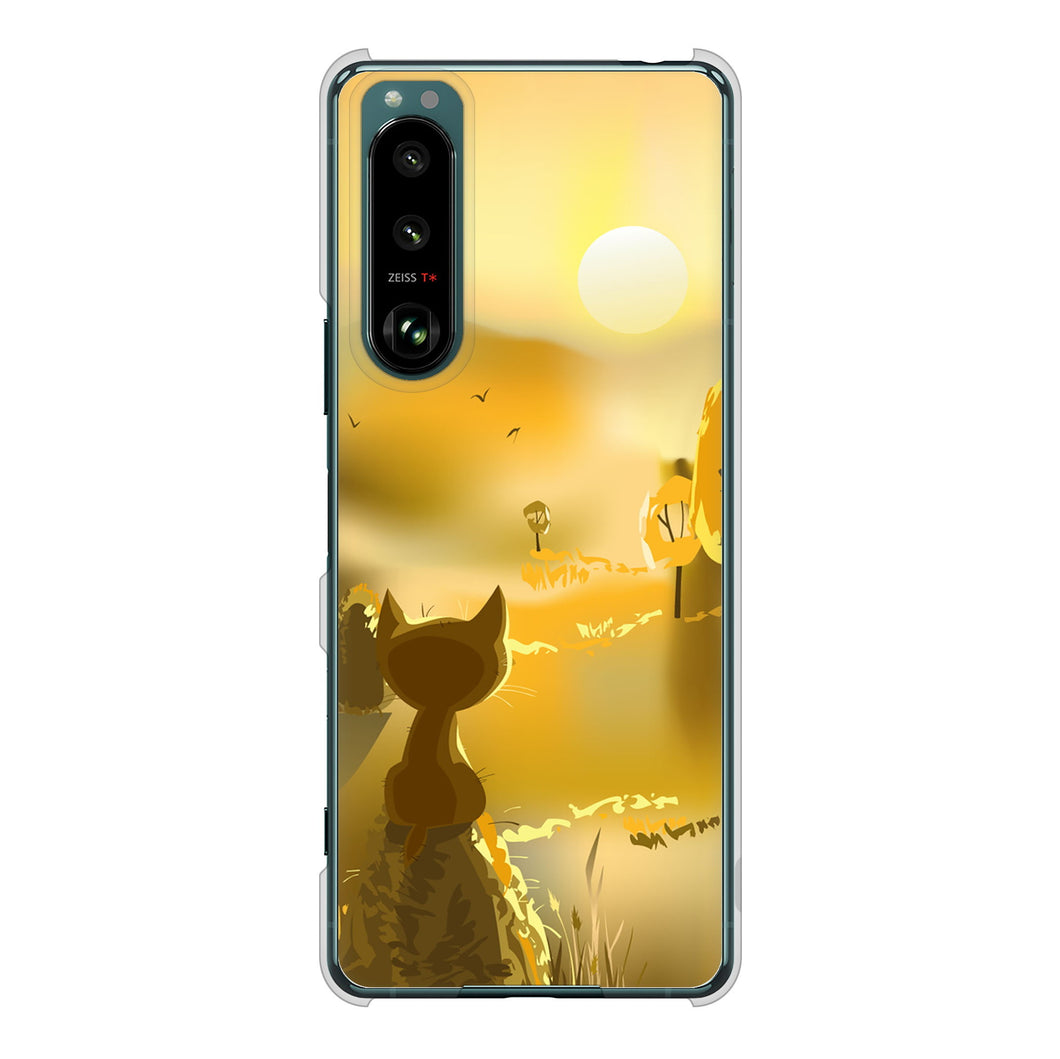Xperia 5 III SO-53B docomo 高画質仕上げ 背面印刷 ハードケース 【400 たそがれの猫】