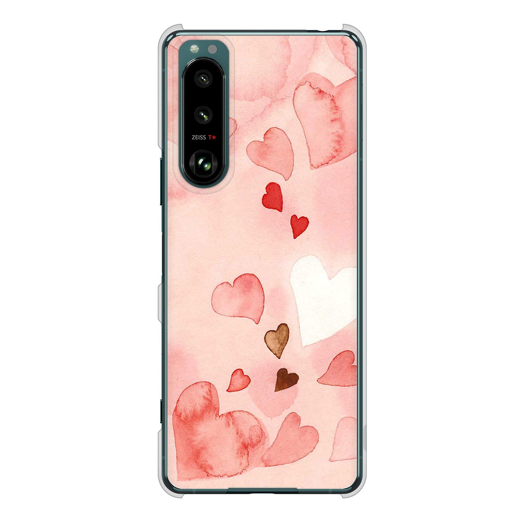 Xperia 5 III SO-53B docomo 高画質仕上げ 背面印刷 ハードケース 【1125 ハートの和紙】
