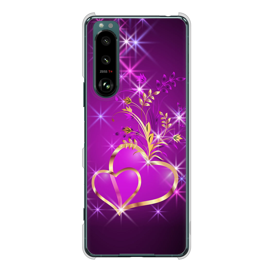 Xperia 5 III SO-53B docomo 高画質仕上げ 背面印刷 ハードケース きらめきハート