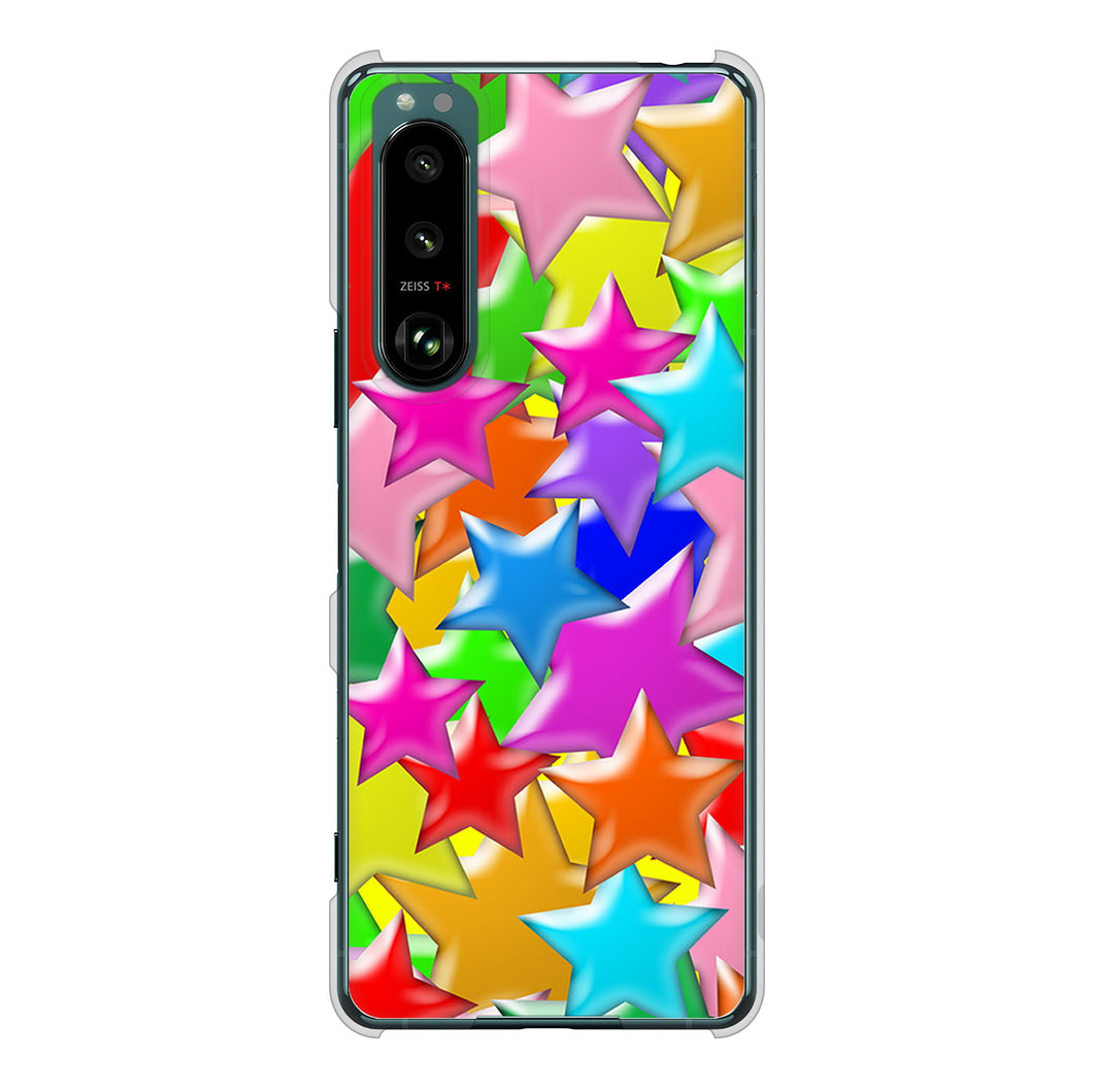 Xperia 5 III SO-53B docomo 高画質仕上げ 背面印刷 ハードケース 【1293 ランダムスター】