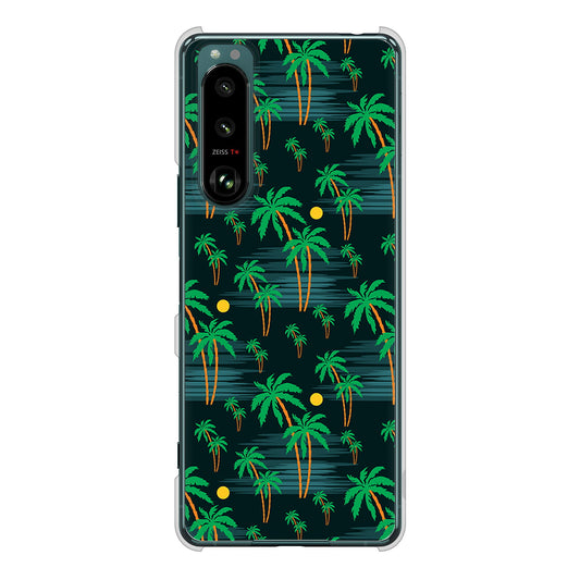 Xperia 5 III SO-53B docomo 高画質仕上げ 背面印刷 ハードケース 【1315 月夜とヤシ】