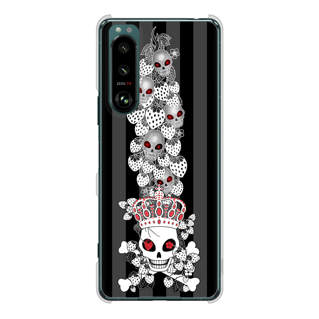 Xperia 5 III SO-53B docomo 高画質仕上げ 背面印刷 ハードケース むかいあぐる 苺骸骨王冠蔦