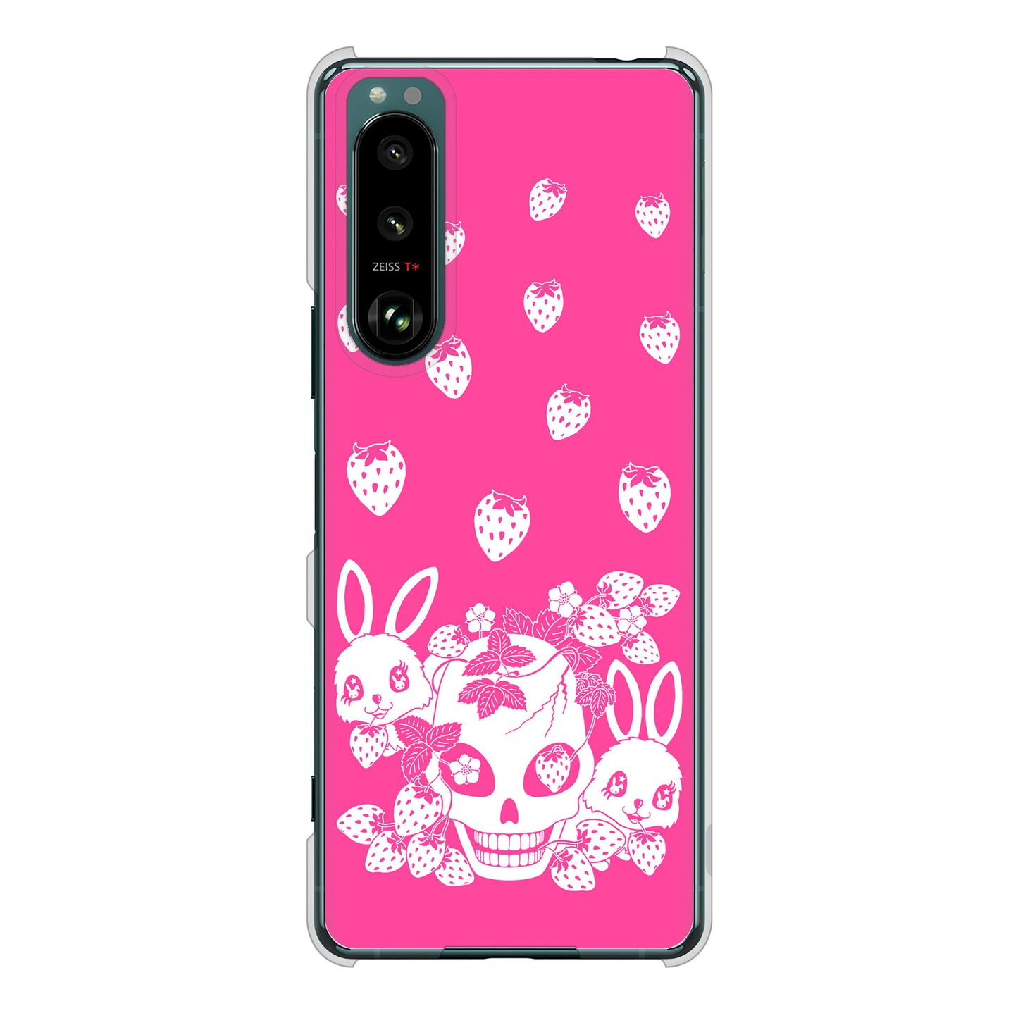 Xperia 5 III SO-53B docomo 高画質仕上げ 背面印刷 ハードケース むかいあぐる 苺兎