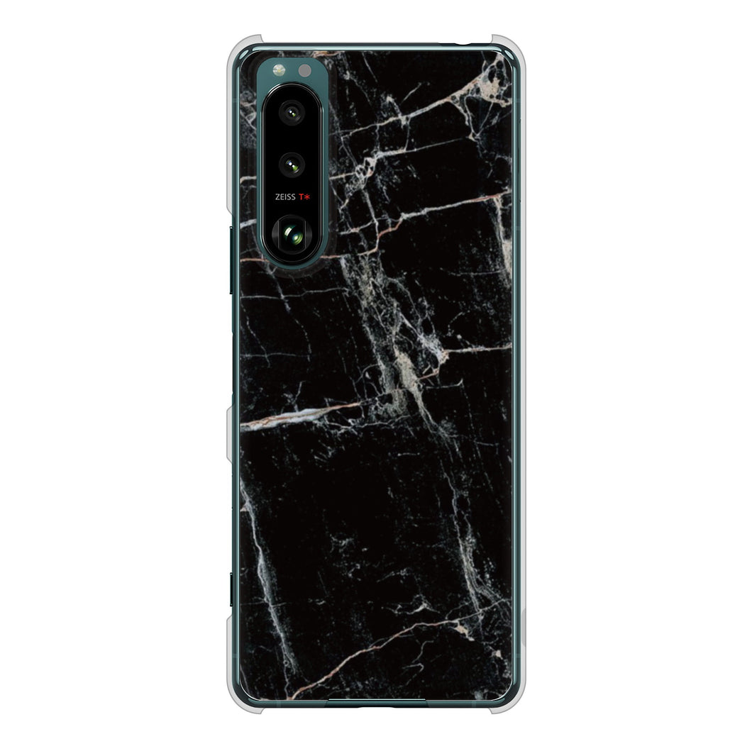 Xperia 5 III SO-53B docomo 高画質仕上げ 背面印刷 ハードケース 大理石BK