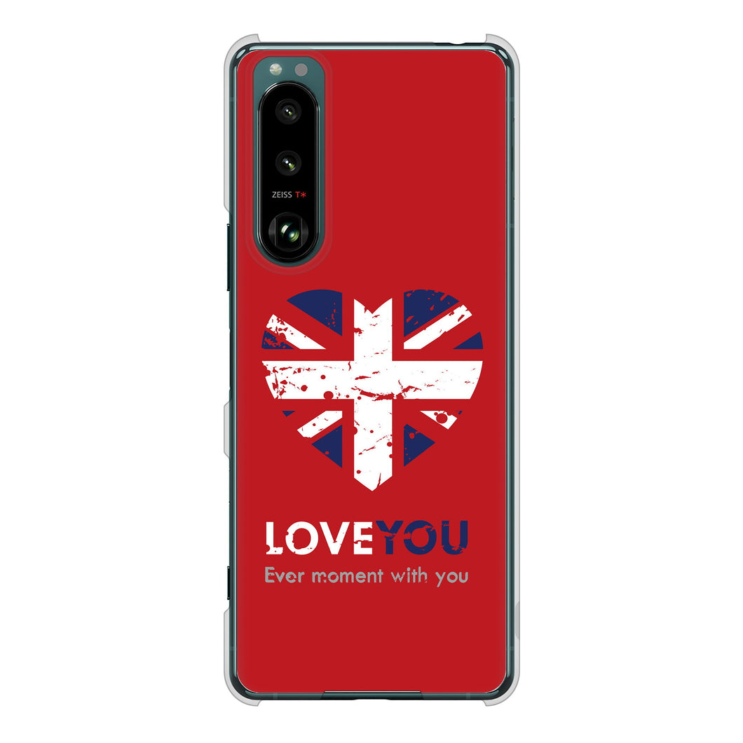 Xperia 5 III SO-53B docomo 高画質仕上げ 背面印刷 ハードケース ユニオンジャックハート