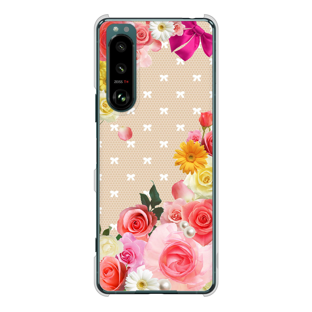 Xperia 5 III SO-53B docomo 高画質仕上げ 背面印刷 ハードケース ロマンチックなバラ