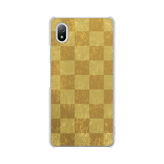Xperia Ace III SO-53C docomo 高画質仕上げ 背面印刷 ハードケース 【619 市松模様—金(骨董風に傷んだイメージ)】