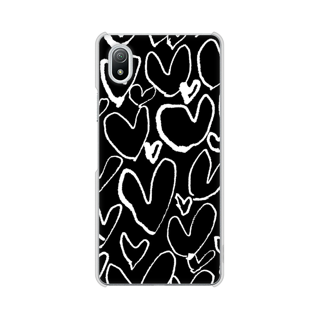 Xperia Ace III SO-53C docomo 高画質仕上げ 背面印刷 ハードケース 【1124 ハート BK&WH】