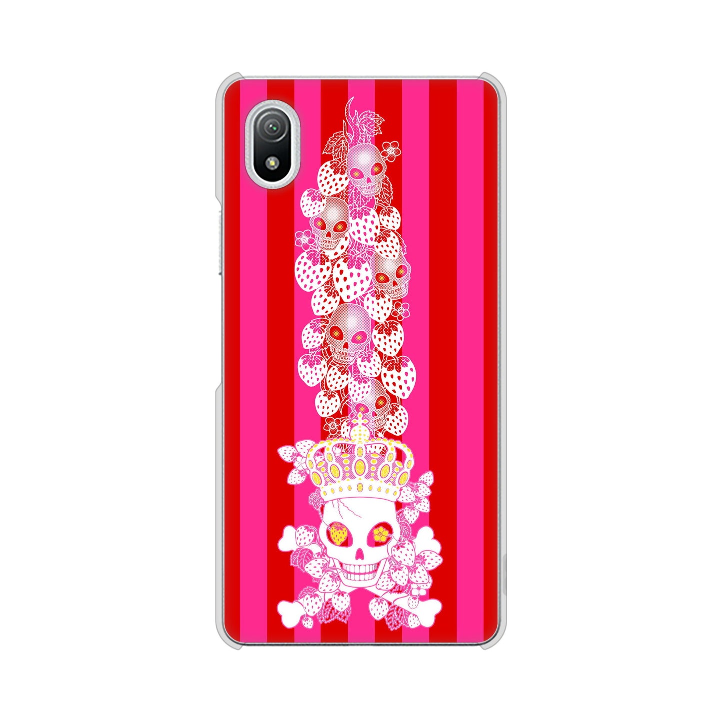 Xperia Ace III SO-53C docomo 高画質仕上げ 背面印刷 ハードケース むかいあぐる 苺骸骨王冠蔦